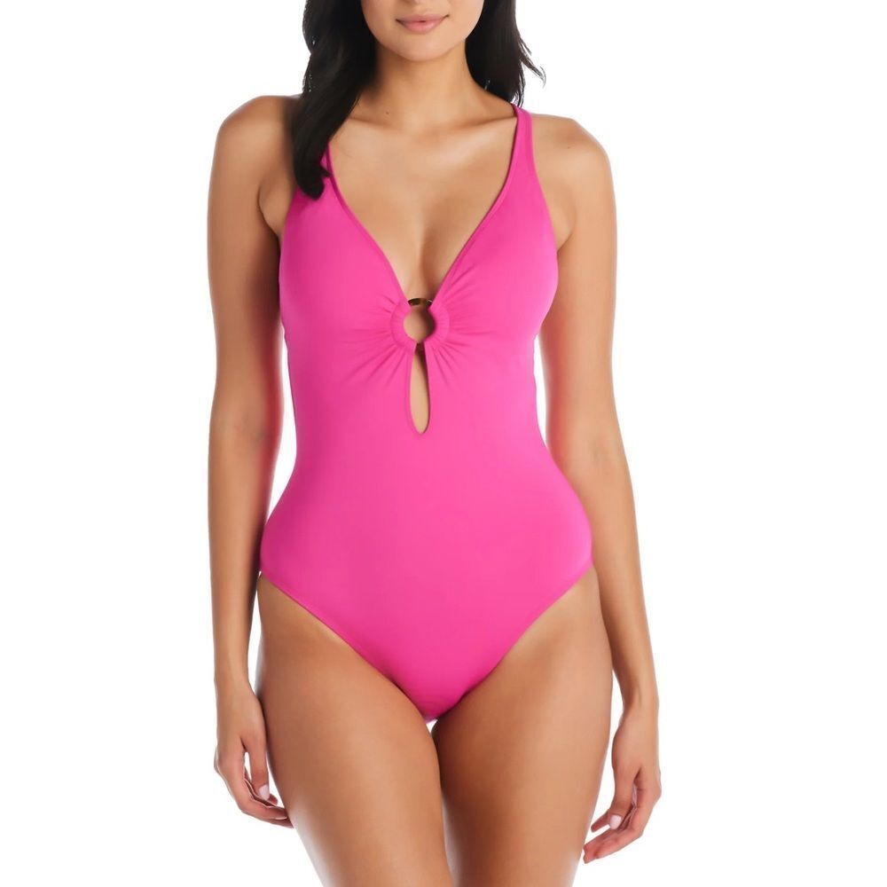 Bleu Rod Beattie Pink Punch Ring Me Up Cross Back One Piece Swimsuit